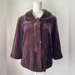 Vintage Y2K Autograph New York Brown Velvet Cropped Button Front Jacket Size 6 Photo 1