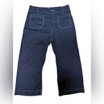 Maeve Anthropologie x The Colette Contrast-Stitch Linen Crop Wide-Leg Pants Photo 8