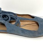 Madewell April Ankle Wrap Blue Suede Ballet Flats Photo 2