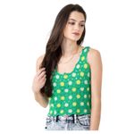 New in NWT Floral Crochet Lace Cropped Tank Top Kelley Green Size S/M Photo 11