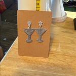 Happy New Year Martini Glass Earrings Silver Photo 4