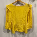 Dandelion yellow silk ruffle shoulder blouse walter sz 6 sexy back buttons Photo 5