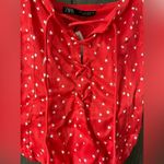 ZARA NWT  Star satin Effect Lace Up Bodysuit Size small Red & White‎ C3 Photo 5