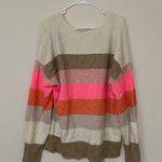 Loft Orange Pink Striped Relaxed V-Neck Sweater Size XL Photo 5
