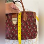 Dooney & Bourke Burgundy and Brown Signature DB Canvas Handbag Photo 11
