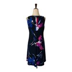 Ralph Lauren Lauren‎  Dress Women 4 Black Floral Print Jersey Knit Shift Mini Photo 2