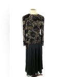 Morgan Taylor Vintage 1980s Morgan Taylor Evening 100% Silk Black Gold Beaded Sequins Dress 4 Photo 1