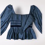 Antonio Melani Genevieve Velvet Ribbon Peplum Blouse Size 4 Black Party Grunge Photo 6