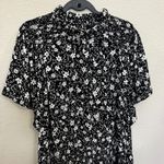 Ann Taylor Black White Floral High Neck Smocked Waist Short Sleeve Top XXL Photo 1