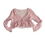 LA Hearts PacSun  Pink Flowy Button-Front Cropped Top Size Medium Photo 1