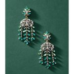 Loren Hope Elena Statement Earrings Emerald Green Crystal Gold Tone Photo 1