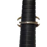 Silver Tone Double Crescent Moon Baby Blue Cabochon Sz 7 Unsigned Photo 3