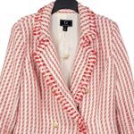 G By Giuliana Houndstooth Orange & White 3/4 sleeve Fringe Blazer Women Med NWOT Photo 1