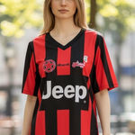 Jeep NWOT  Wrangler 4X4 Red Black Striped Jersey Top  Large Photo 0