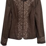 Oscar de la Renta Vintage 1990’s  Embroidered Jacket Linen Blend Size 12 Photo 3