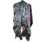 Boutique Metallic Silver Floral Button Frock Scarf Wrap 70" Photo 6