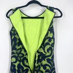 Elie Tahari Women's Sleeveless Lace Sheath Dress Navy Blue neon Green Size 0 Photo 6