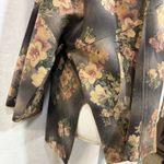 Solitaire Small Brown Faux Suede Floral Open Front Jacket Kimono Retro Boho Cute Photo 4