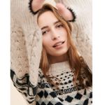 Free People Wool Fair Isle Harriet Crewneck Sweater Ivory Black Large Thumbholes Photo 5