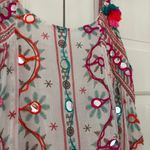 Juliet Dunn London Tribal Tassel Maxi Dress White Jade Embroidered Size 2 US 6/8 Pink Size M Photo 8