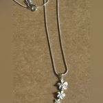 Sterling Silver Hibiscus Pendant & Chain CZ accents Pendant Necklace Photo 3