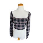 Wild Fable Brand New Womens Gray Plaid Cropped Crop Top Blouse - Sz S Photo 1
