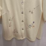 Teddi Cardigan Sweater Yellow Pastel Floral Dainty Embroidered Cottagecore Grany Size 18W Photo 1