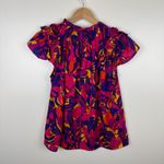 Rose + Olive Monkey Tropical Print Blouse Sz M Colorful Ruffle Beaded Tassel Boho Photo 3