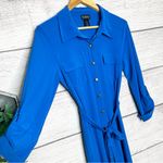 Soho Apparel Royal Blue Long Sleeve Belted Button Front Dress Size Small Photo 5