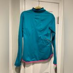 New Balance Size M Turqoise Mock Neck Fleece Half Zip Running Top Thumbholes Photo 6