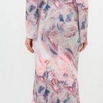 Karen Millen Marble Print Jersey Long Sleeve Maxi Dress in Pink Photo 1