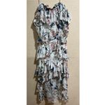 Badgley Mischka White Floral off the shoulder ruffle High Low Maxi Dress Photo 4