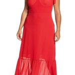 Reformation NWOT  Nikita Red Midi Dress Tie Shoulder Size 24 Photo 0