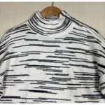 Talbots T by  Womens Sweater Sz M White Black Side Zip Mock Neck Long Sleeve Photo 1