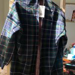 Crown & Ivy  Plaid Cardigan - Navy and Green Photo 2