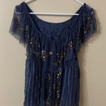 Free People  Navy Sequin Blouse Photo 0