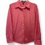 CHAPS Pink and White Striped Women’s Shirt Size L Photo 1