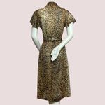 Vintage Sheer Leopard Print Dress Flutter Sleeves Animal Jungle 80s Collar Midi Size XS Photo 1