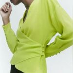 ZARA NWOT WOMENS DOUBLE BREASTED SHIRT/BLOUSE IN LIME GREEN Photo 1