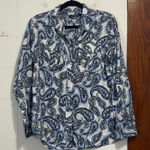 Ralph Lauren Lauren  Blue Printed Button Down Shirt Size Large Photo 0