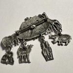 Signed JJ Noah's Ark Pewter Tone Brooch Pin Jonette Jewelry Dangling Charms Silver Photo 3