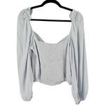 Wilfred Aritzia Novella Puff Sleeve Peasant Blouse Blue Sz XL Photo 2