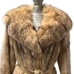 Vintage 70s Womens Genuine Blush Cross Mink Fur Coat with Fox Collar Retro 60s Black Photo 1