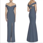 Dessy Collection Off The Shoulder Crossback Trumpet Crepe Gown: Silverstone Grey Gray Size 0 Photo 1