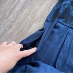 Poetry  embroidered navy blue black linen midi dress lagenlook art to wear size 2 Photo 7