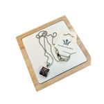 Silver toned and burgundy red rhinestone pendant necklace Gray Photo 1