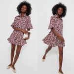 NWT‎ Hyacinth House Tuckernuck Maroon Vines Vera Shirt Dress Large Ruffle Hem Red Photo 11