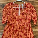 ASOS  Red and Orange Puff Sleeve Maxi Floral Dress Size 10 Photo 6