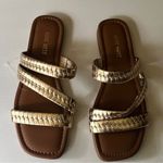 Nine West Low Heel Flat Women's Gold Metallic Strappy Sandals Sz 8.5 Photo 1