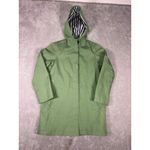 Boden Women's Cotton Overcoat Coat 8 Green Navy Striped Inside ‎ Hooded Blue Photo 4